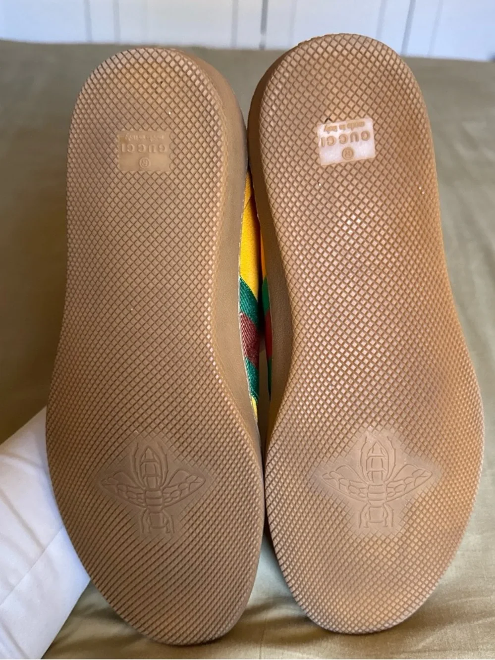 Gucci G74 Web Yellow Sneakers Men’s Size 8 Style 521682
